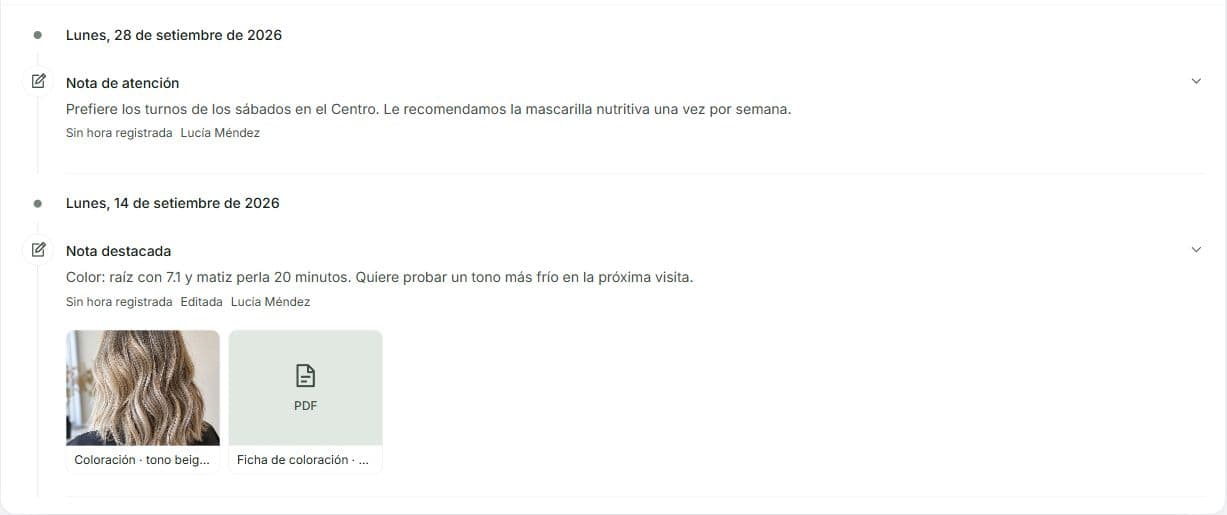 Nota destacada de coloración con fecha, autora, foto del resultado y ficha PDF adjunta.